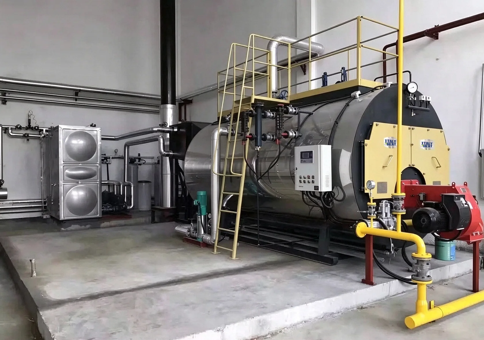 Caldera instalada y equipos auxiliares